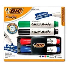 Caneta Para Quadro Branco Recarregável 4 Pinceis + Apagador