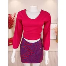 Blusa Canelada Rosa Escuro Manga Longa P Brechó Cropped Pink Decote U Estica Desapego Barato Casual Blusinha Outono