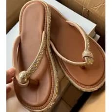 Sandália de nó Chinelo feminino Flat Papete Muito brilho Blogueiras Lançamento 2026