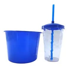 Kit Com 10 Baldes Pipoca Liso 1,5l + 10 Copos Twister 500ml