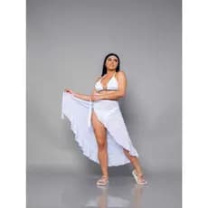 Saia Saida Babado Pareo Longa Moda Praia