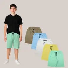 Kit 5 Bermudas Infantil Juvenil de Moletom Para Menino Algodão