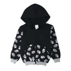 Jaqueta Infantil Menina Estampada Com Bolso Zíper E Capuz