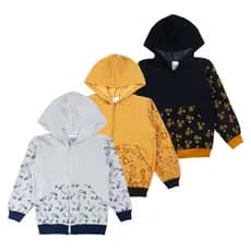 Kit 3 Jaquetas Infantil Masculina Com Bolso Zíper E Capuz