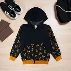 Jaqueta Infantil Masculina Estampada Com Bolso Zíper E Capuz