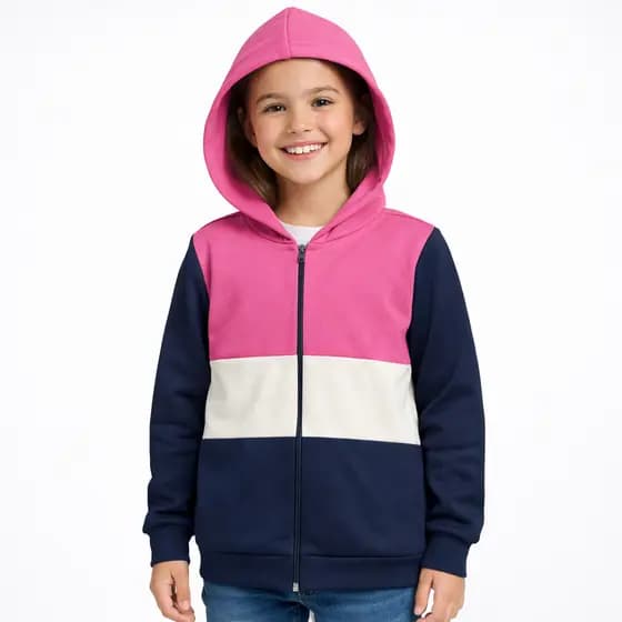 Jaqueta Infantil Feminina com Capuz Moletom Zíper Casaco Menina Roupa de Frio Estilosa