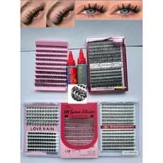 LOVÉ RAIN KIT Cílios caixa mix 9-14 Mix +COLA Extensões de Cílios DIY Alta Qualidade Sem Resíduo