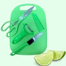 Kit Utensílios De Cozinha 4 Peças Tábua Culinária Descascador Ralador Durabilidade Faca