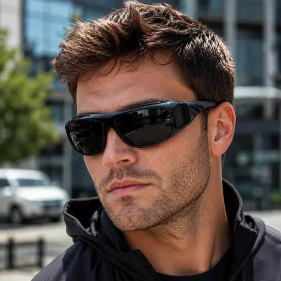Óculos de Sol Unissex Curvado Ilook Esportivo Outdoor Preto Proteção UV400 Total