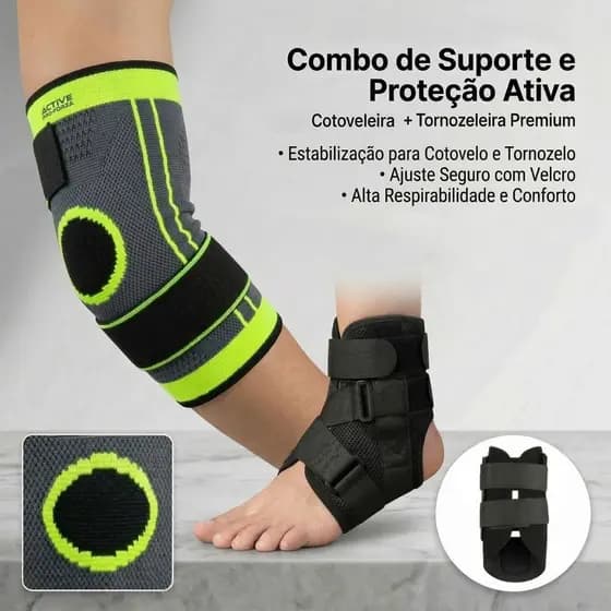 Suporte Ortopédico Tornozeleira ou Cotoveleira de Compressão Elástica Esporte Academia
