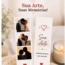 Marcador de Página Personalizado com 3 Fotos ou Sua Arte | Presente Criativo