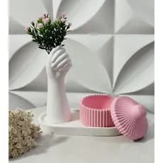 kit decoração 4 peças decoração em gesso com flores, quarto menina enfeite presente