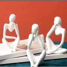 Trio de Estátuas Pensador de gesso escultura nórdica Abstrata Moderna Decoração casa Escritório Enfeite Presente