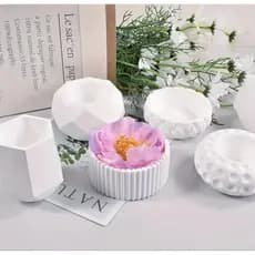 Kit 5 Vasos para suculentas, flores, em gesso