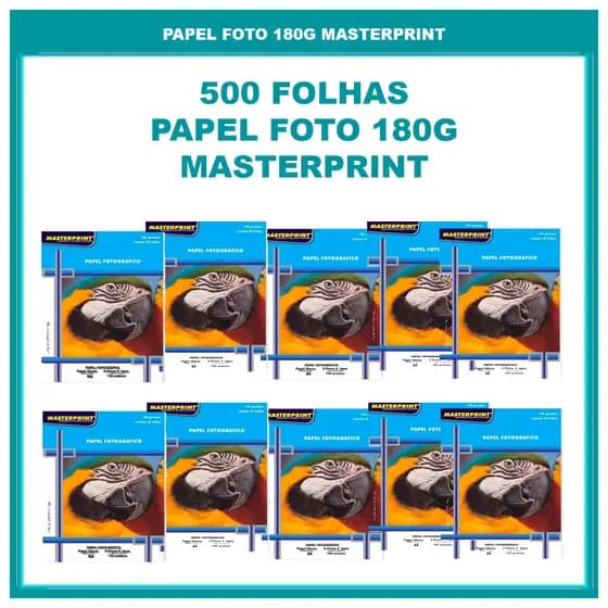 Papel Fotográfico Foto 180g A4 Artesanato Brilhante Secagem Rápida Glossy MASTERPRINT -500 Folhas
