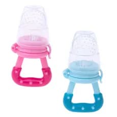 Chupeta Alimentadora Bebê Mordedor De Silicone Porta Fruta Azul e Rosa Pimpolho Qualidade