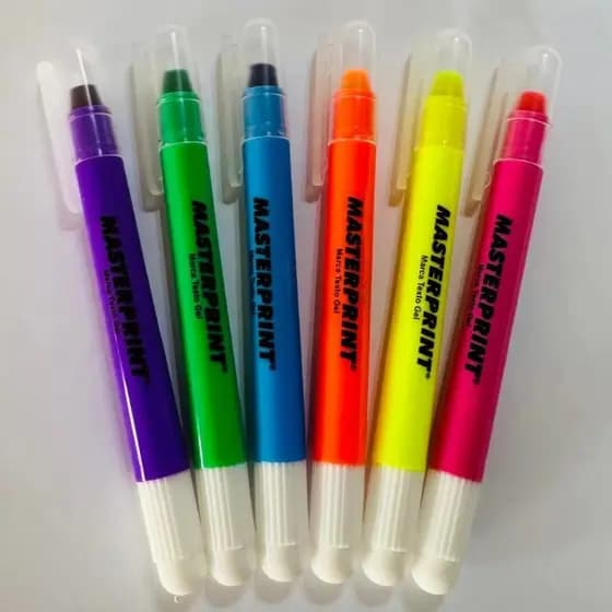 Kit 6 Canetas Marca Texto em Gel Masterprint – Não Mancha Ideal para Estudos Escritório Marcador de Linhas Bíblia Livros