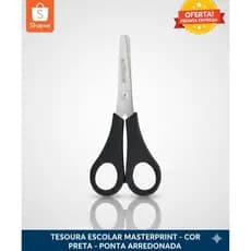 Kit Tesoura Escolar Multiuso Cabo Preto Sem Ponta 13cm Masterprint