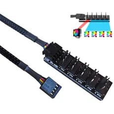Cabo Splitter Hub Multi Fan Cooler 1 para 5 coolers PWM 3 e 4 Pinos Cpu