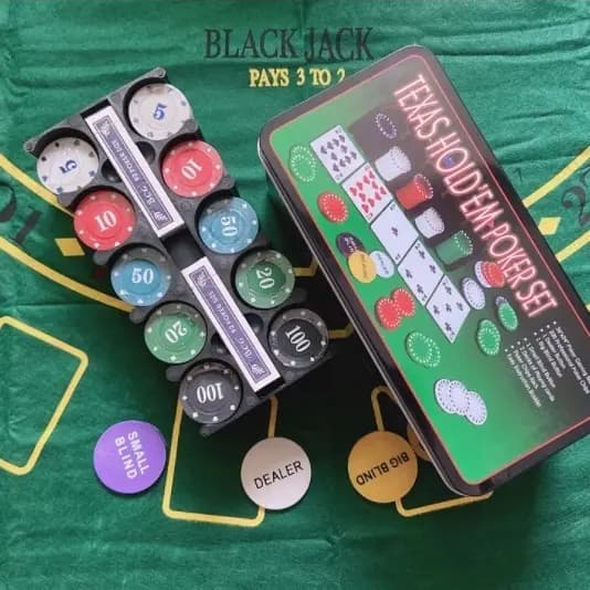 Kit Jogo De World Poker 200 Fichas Com 2 Baralhos + Feltro