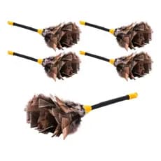 Kit 5 Espanadores Penas Peru 42cm, Penas Naturais, Pó Poeira