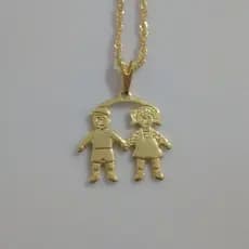 Colar Folheado Pingente Filhos Casal Namorados Família Amigos Irmãos Irmãs Amor de Mãe Folheado 1 Milésimo