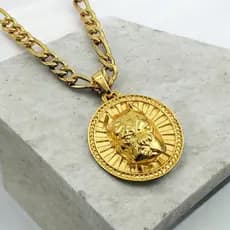 Cordão + Pulseira Colar Corrente Masculino de Aço com Pingente de Cachorro Pitbull
