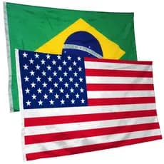 Bandeira dos Estados Unidos + do Brasil 145cm x 90cm da Marca Suarez Bandeiras - Cores Nítidas ilhós