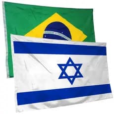 Bandeira de Israel + do Brasil 145cm x 90cm da Marca Suarez Bandeiras - Cores Nítidas Com ilhós