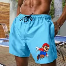 Bermuda Tactel Grosso Short Mauricinho Praia Verão Promoção Fim de Ano Estampa Super Mario Premium
