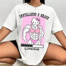 Camiseta Hello Kitty Maromba Academia Blusa Fitness Meme Plus Size Cores tamanhos Variados Promoção