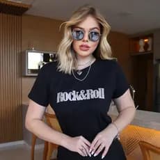 Blusa "Rock & Roll" Basica elegante Unissex Qualidade Top Promoção