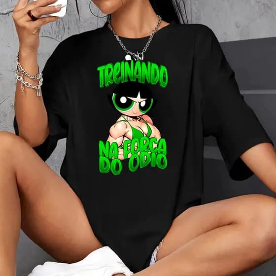 Camiseta de Academia 100% Algodão Treinando na força do ódio Tshirt Feminina Docinho Crossfit Treino
