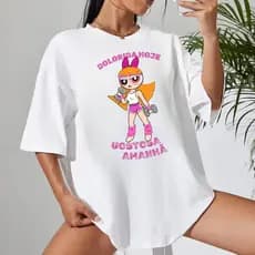 Camiseta Feminina de Academia 100% Algodão Premium Super Poderosa Florzinha Docinho Crossfit Treino