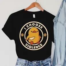Camiseta Básica Feminina I Choose Violence Angry Funny Duck pato Promoção Qualidade Premium