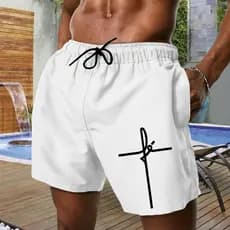 Short Masculino Bermuda Tactel Mauricinho Estampa FÉ Moda Praia Treino Academia Promoção Confortavel