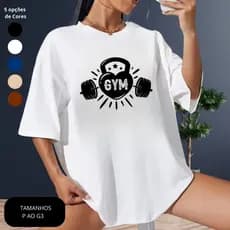 Camiseta Feminina 100% Algodão Academia GYM Treino Crossfit Confortavel Grande P ao Plus Size Blusão