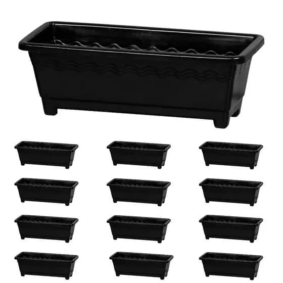 Kit 12 Vasos Floreiras Jardineiras grande 9,5L  - Preto