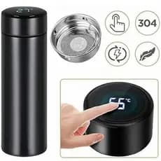 Personalizado - Garrafa Térmica para Água Inox 500ml com LED e Termômetro Touch - Preto 500ml