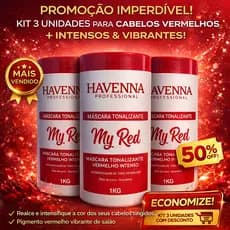 Kit Máscara Matizadora Vermelha 3kg Havenna – Cor Intensa e Brilho