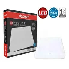 Painel Led Sobrepor 22x22  Quadrado 18W 6500K Bivolt Avant