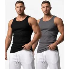 Kit com 2 Camisetas Regatas Masculina Lisas Slim Modelo Americano