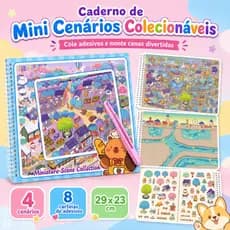 Livro Caderno de Adesivos Infantil Cenários para Montar 4 Temas Capivara