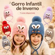 Gorro Touca Infantil Feminino Masculino Inverno Bebê Coelhinho Coelho Pompom Quentinha