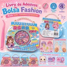 Livro de Adesivos Infantil Bolsa Fashion Boneca DIY com Pinça