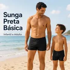 Sunga Boxer Preta Lisa Basica Masculina Infantil Adulto Juvenil