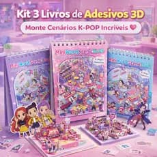 Kit 3 Livros Caderno Adesivos 3D Infantil Kpop Cenário DIY Criativo 8 Cenario
