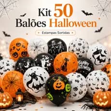Kit 50 Balões Bexiga Halloween Estampados Sortidos Festa Decoração