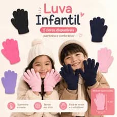 Luva Infantil de Inverno Tricô Criança Bebê Menino Menina Frio