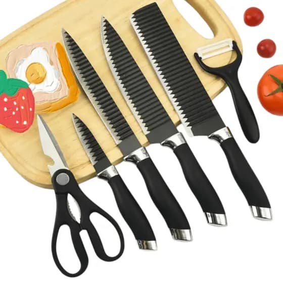 Kit de facas churrasco profissional antiaderente 6 peças